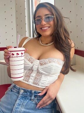 Urban Outfitters White Lace Bustier Crop Top